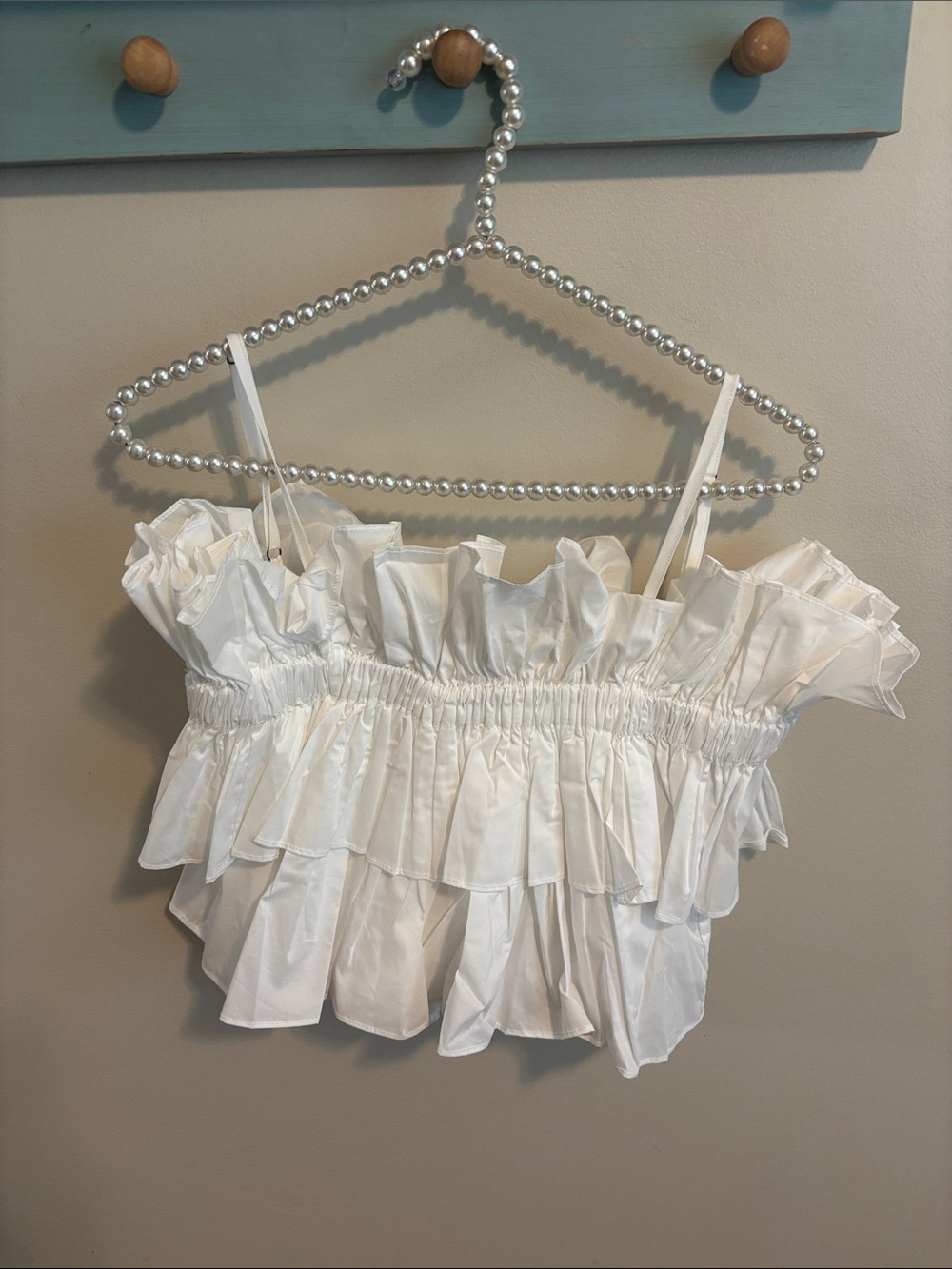 NEW Mable size medium White Ruffled Crop Top